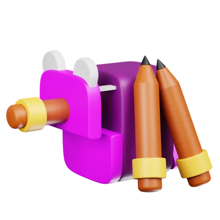 Pencil Case with Stationery  3D Icon