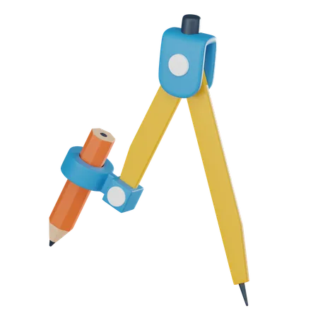 Pencil compass  3D Icon