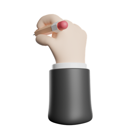 Pencil Holding Hand Gesture  3D Illustration