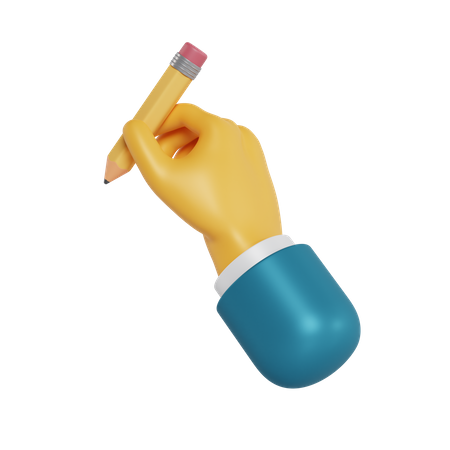 Pencil Holding Hand Gesture 3D Illustration
