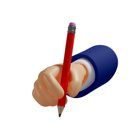 Pencil In Hand 3D Illustration