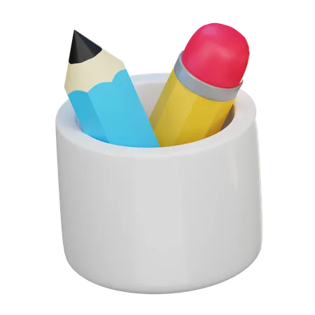 Two Pencil And Jar 3D Icon
