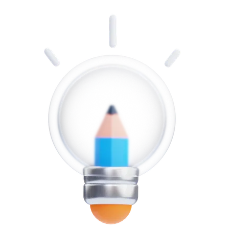 Pencil Light Bulb  3D Icon