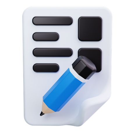 Pencil On Document  3D Icon