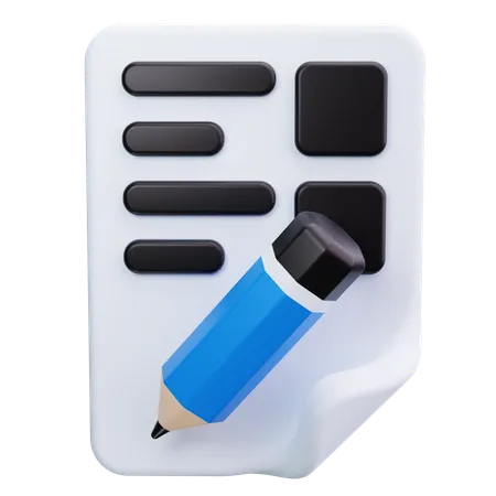 Pencil On Document  3D Icon