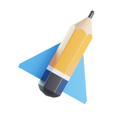 Pencil Rocket 3D Illustration