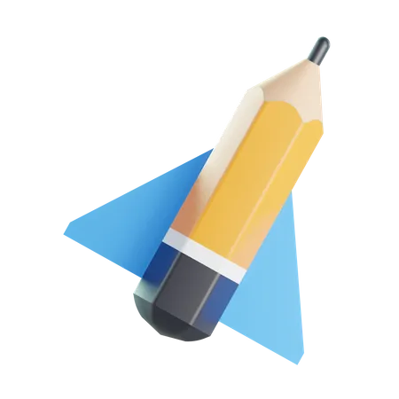 Pencil Rocket 3D Icon