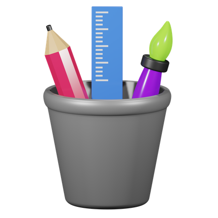 Pencil Ruler Brush  3D Icon