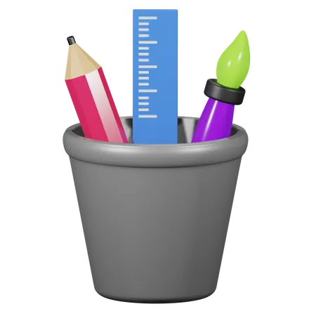 Pencil Ruler Brush  3D Icon