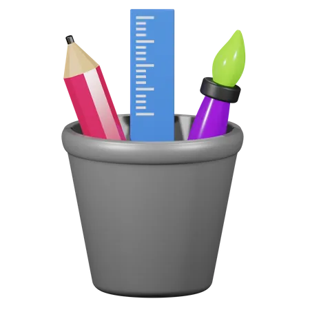 Pencil Ruler Brush 3 D Icon 3D Icon