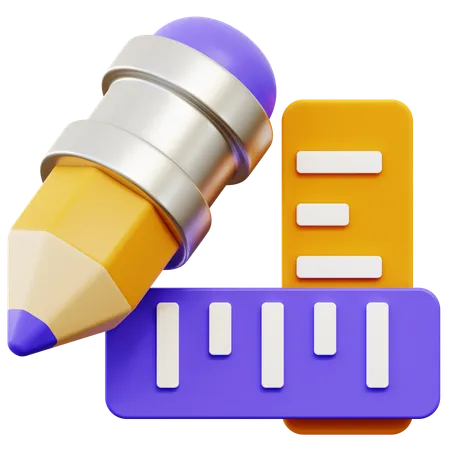 Pencil & Ruller  3D Icon