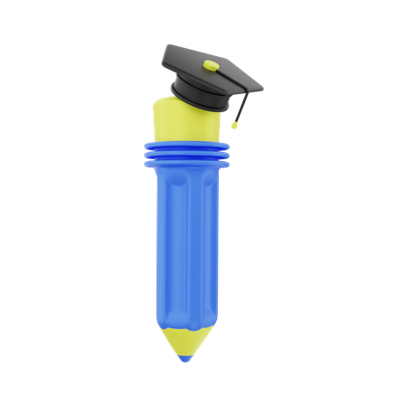 Pencil With A Graduation Cap 3D Illustration