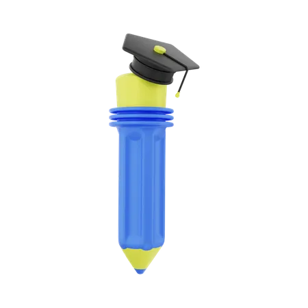 Pencil With A Graduation Cap  3D Illustration
