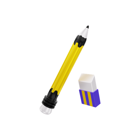 Pencil with eraser  3D Illustration