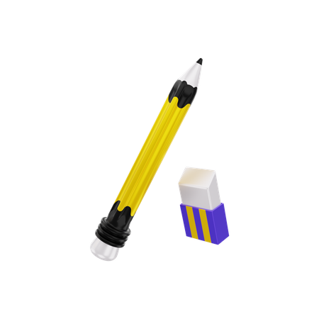 Pencil with eraser 3D Illustration