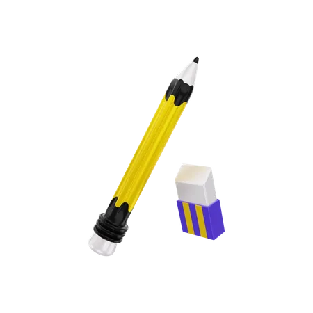 Pencil with eraser  3D Illustration
