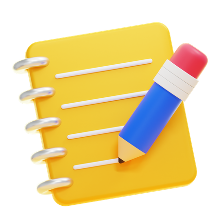 PENCIL WITH NOTEBOOK  3D Icon