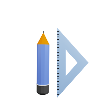 Pencil With Ruler  3D Illustration