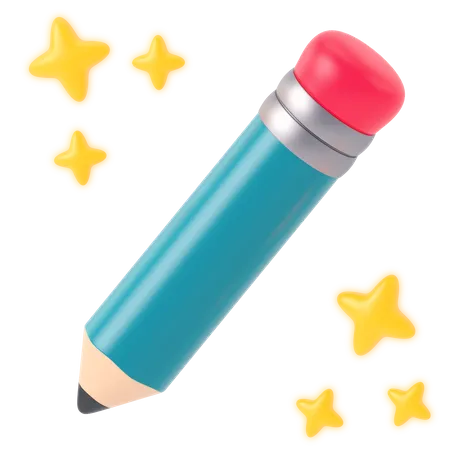 Pencil with Sparkle  3D Icon
