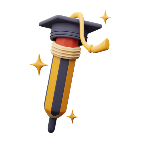 Pencil with toga hat  3D Icon