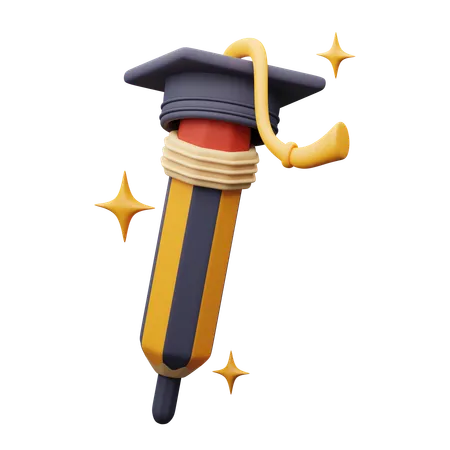 Pencil with toga hat  3D Icon