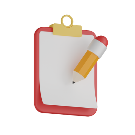 Pencil Writing Clipboard  3D Icon