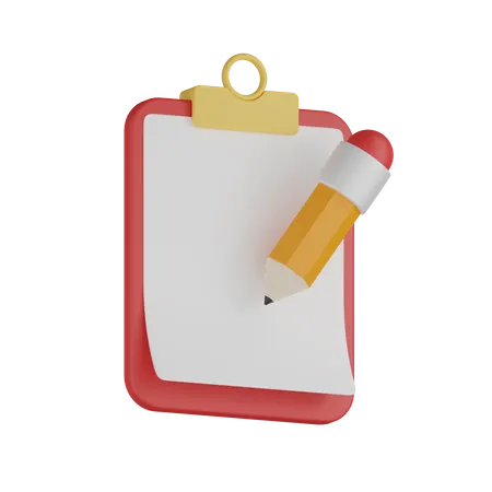 Pencil Writing Clipboard  3D Icon