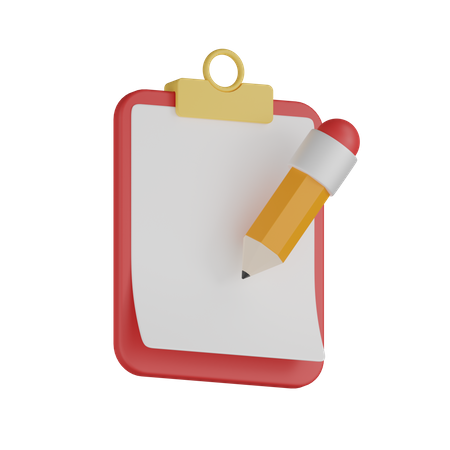 Pencil Writing Clipboard 3D Icon