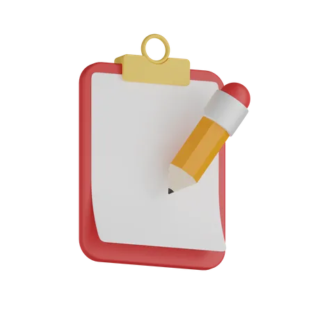 Pencil Writing Clipboard 3D Icon