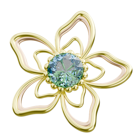 Pendentif fleur en or  3D Icon