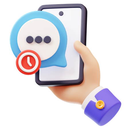 Pending Message with Hand Holding Smartphone  3D Icon