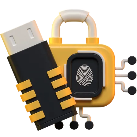 Seguridad pendrive  3D Icon