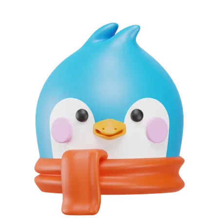 Penguin Avatar With Christmas Scarf 3 D Illustration 3D Icon