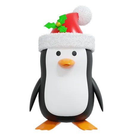 Penguin Wearing Santa Hat 3 D Icon Christmas Illustration 3D Icon