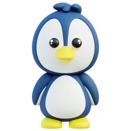 Charming 3 D Penguin Character Standing With A Joyful Expression 3D Icon