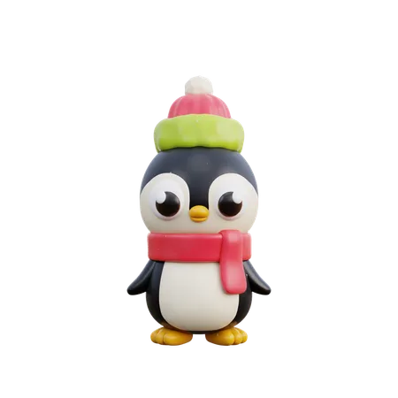 3 D Christmas Penguin Character 3D Icon