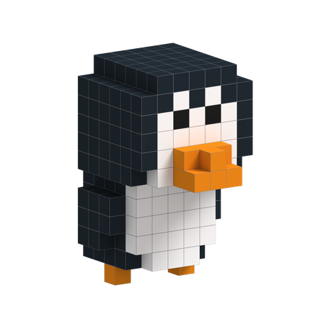 Penguin Cute Voxel Art  3D Icon