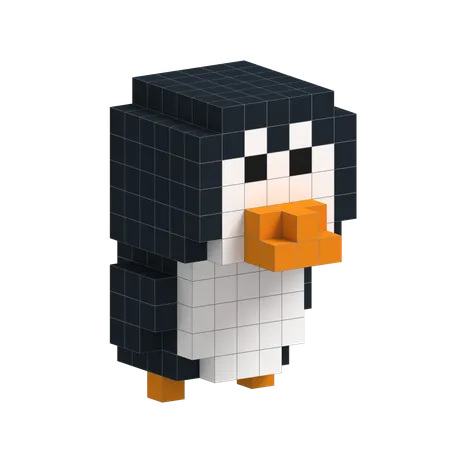 Penguin Cute Voxel Art  3D Icon