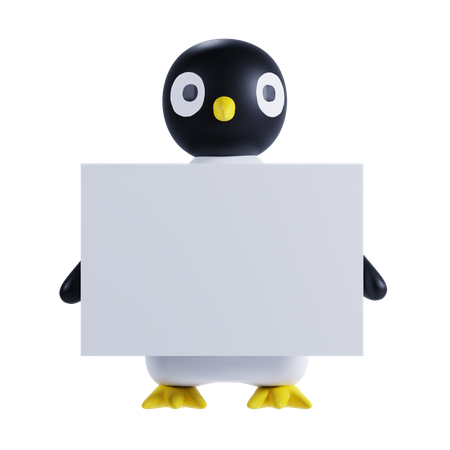 Penguin Holding Placard 3D Illustration