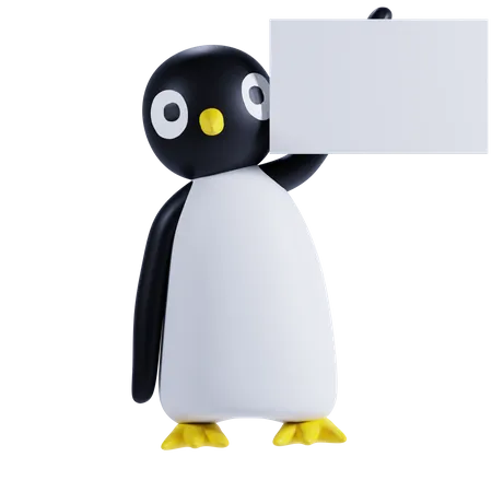 Penguin Holding Placard 3D Illustration