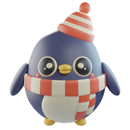Penguin Winter Hat Scarf  3D Icon