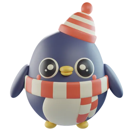 Penguin Winter Hat Scarf  3D Icon