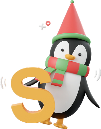 Penguin With S Alphabet  3D Icon