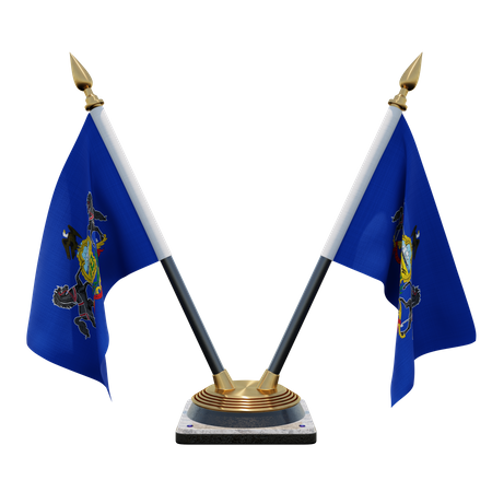 Pennsylvania Doppelter (V) Tischflaggenständer  3D Icon