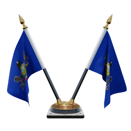 Pennsylvania Double Desk Flag Stand  3D Flag