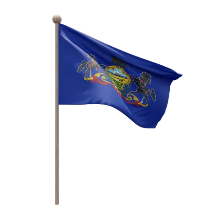 Pennsylvania Flag Pole  3D Illustration