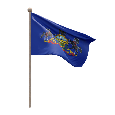 Pennsylvania Flagpole  3D Flag