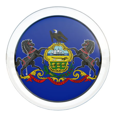 Pennsylvania Round Flag  3D Icon