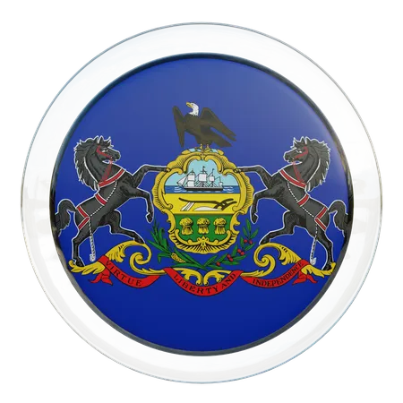 Pennsylvania Round Flag  3D Icon