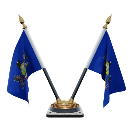 Support de drapeau de bureau double de Pennsylvanie  3D Flag